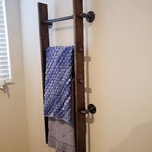 6 Foot Rustic Industrial Pipe Wall Mount Blanket Ladder With 5 Rungs