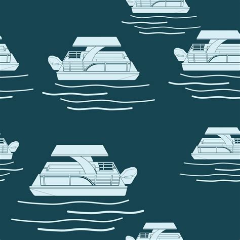 Editable Flat Monochrome Three Quarter Top Side View Pontoon Boat Vector Illustration With Dark