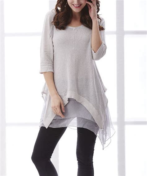 Love This Simply Couture Gray Layered Hem Linen Sidetail Top By Simply