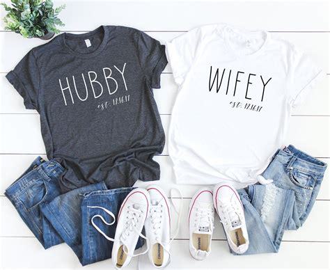 Hubby And Wifey Shirts Custom Wedding Shirts Husband And Etsy