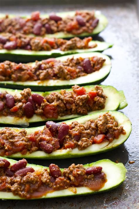 Chili Cheese Stuffed Zucchini Boats Maebells