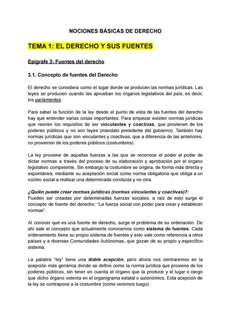 1 TEMA 1 Derecho Tema 1 primer examen NOCIONES BÁSICAS DE