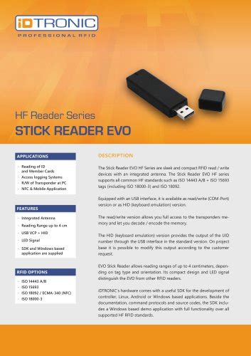 RFID Readers Desktop Reader EVO UHF IDTRONIC GmbH PDF Catalogs