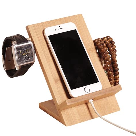 Bamboo Wood Charging Bracket Docking Station StockCradle Holder For