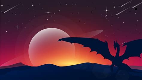 Premium Vector | Fantasy wallpaper with mythological animal. flying dragon illustration. fantasy ...