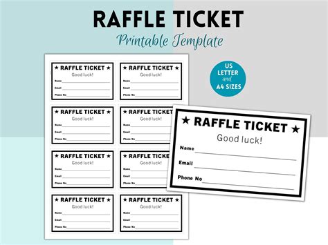 Printable Raffle Ticket Enter To Win Printable Ticket Etsy