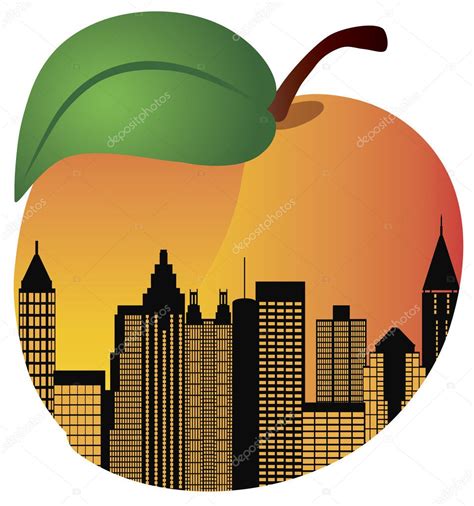 Atlanta Georgia Night Skyline Inside Peach Illustration Stock Vector ...