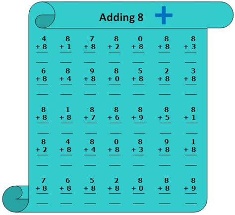 Adding By 8 Worksheet