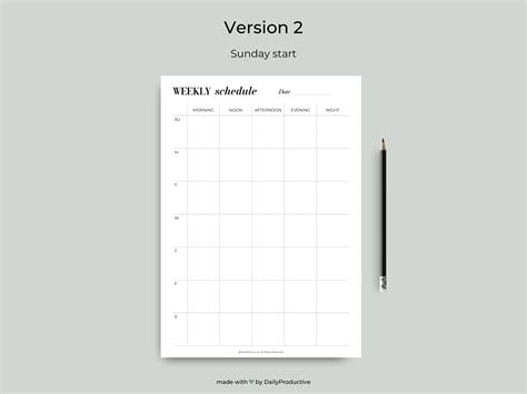 Weekly Schedule, Weekly Planner Printable, Weekly Timetable, Instant ...