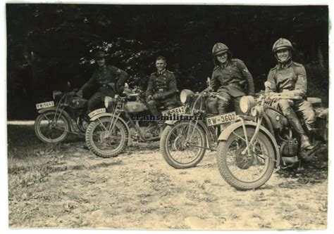 Orig Foto Reichswehr Kradmelder A R Mit Bmw Nsu Motorrad Krad