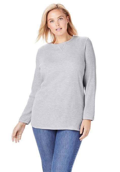 Woman Within Plus Size Thermal Sweatshirt