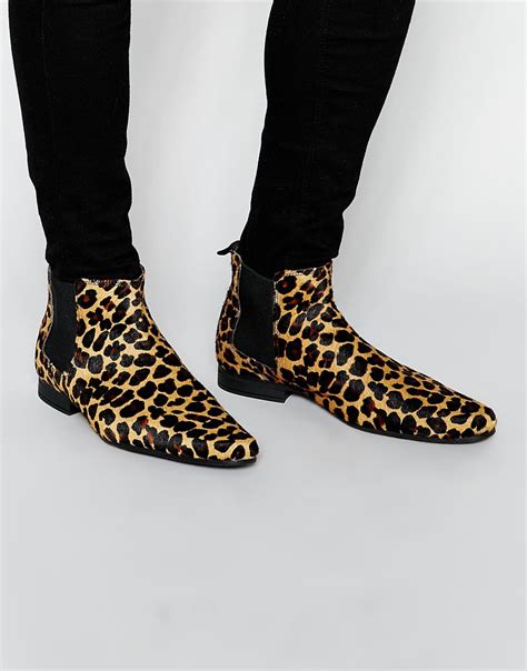 Lyst Asos Chelsea Boots In Leopard In Brown