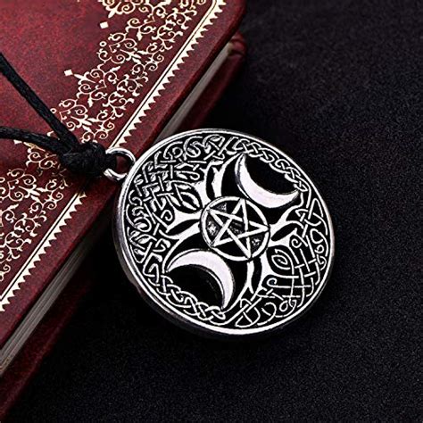 Starchenie Collier Avec Pendentif Pentagramme Triple Lune Et Amulette