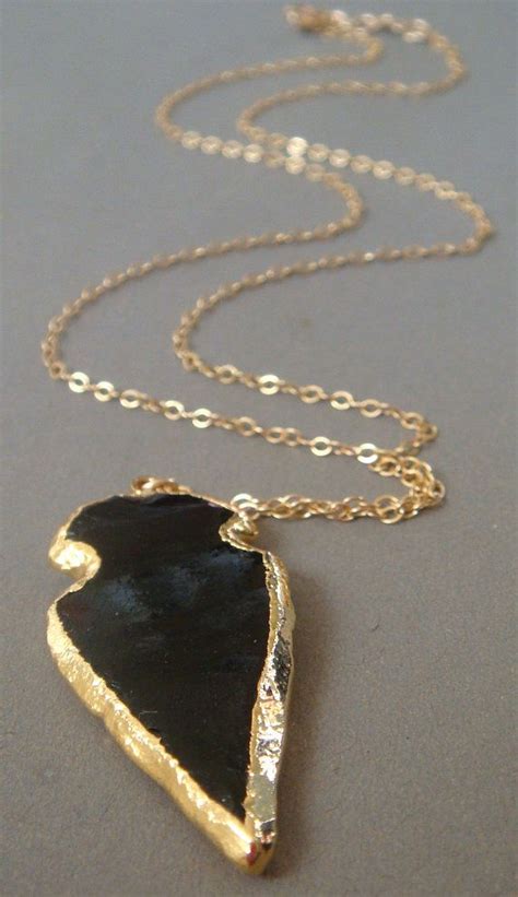 Black Obsidian Arrowhead Gold Necklace Necklace Jewelry Tutorials