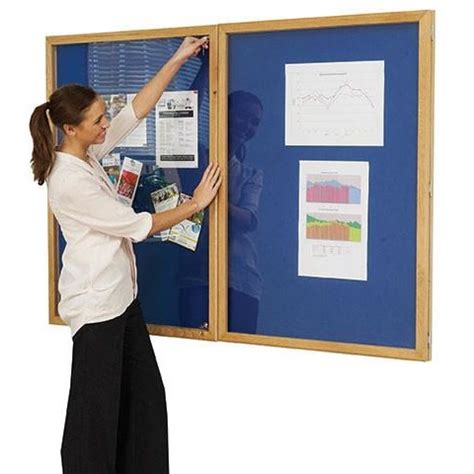 Large Wood Framed Lockable Felt Notice Board Fire Rated Access Displays