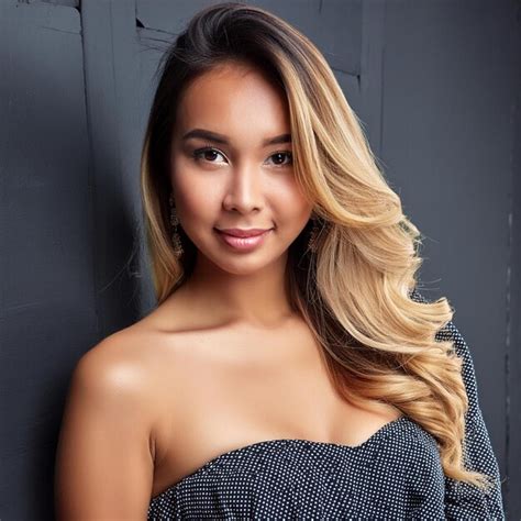 Premium Photo A Woman With Blonde Hair Wearing A Black And White Dress