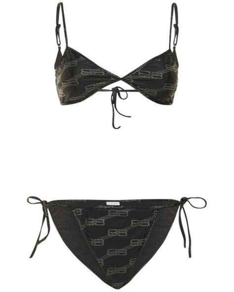 Balenciaga Logo Printed Stretch Tech Bikini In Black Lyst