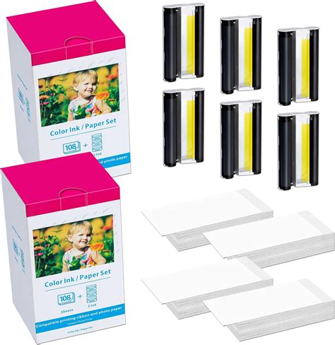 Compatible With Canon Selphy Cp1500 Cp1200 Cp1000 Cp910 Cp1300 Ink And Paper Kp 108in Kp108 6