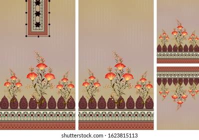 Suit Kurti Digital Design Motif Colorful Stock Illustration 1623815113