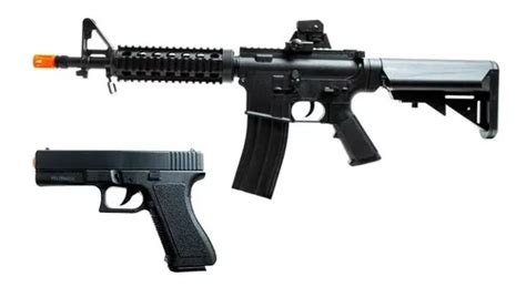 Combo Airsoft M4a1 Pistola V307 Rossi Vigor Spring 6 Mm