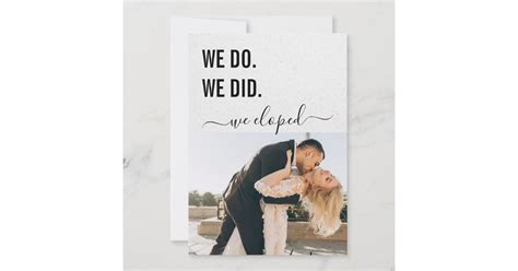 We Do We Did We Eloped Gray Kraft Elegant Photo Invitation Zazzle