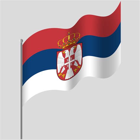 Waved Serbia flag. Serbia flag on flagpole. Vector emblem of Serbia ...