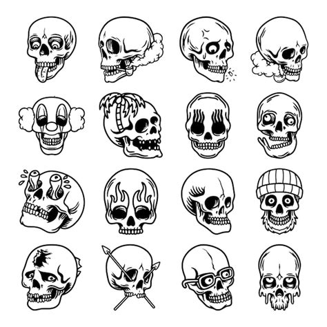 Premium Vector Doodle Skull Hand Drawn Vector Set