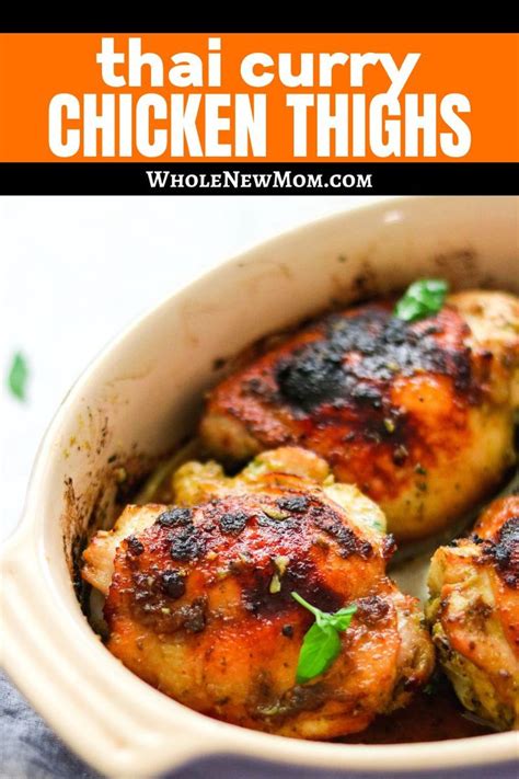 Chicken Thighs In A White Casserole Dish With Text Overlay