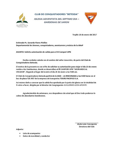 Carta De Solicitud De Permiso Modelo Ejemplo C 243 Mo Hacerla Riset