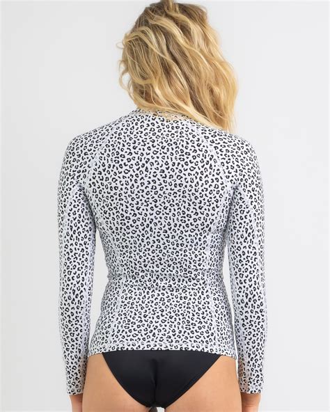 Shop Kaiami Sassy Long Sleeve Rash Vest In White Black Fast Shipping