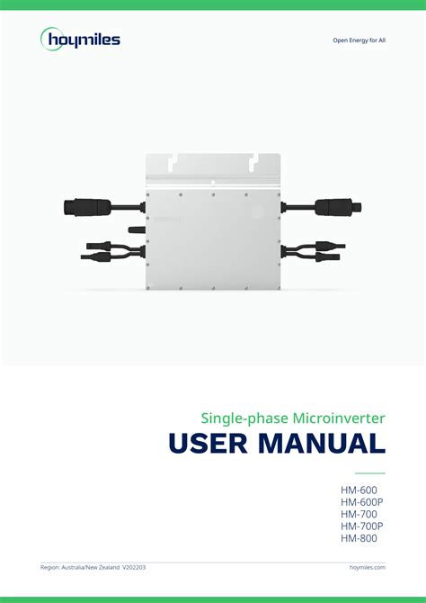 Hoymiles Single Phase Microinverter User Manual Installation Guide