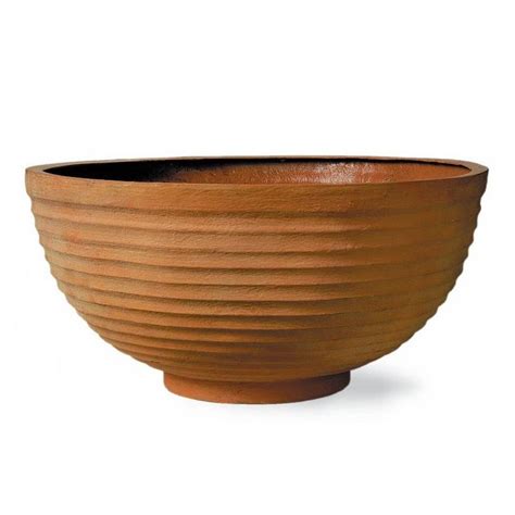 Thames Brown Fiberglass Bowl L Terracotta Planter Pot In Out D100 H50