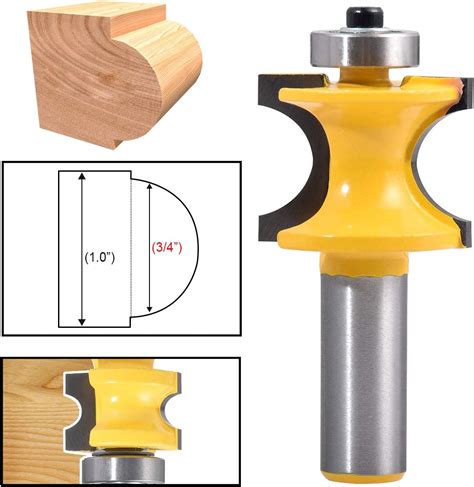 Hohxen 12 Shank Bullnose Router Bit34 Dia Half Round Bladefor