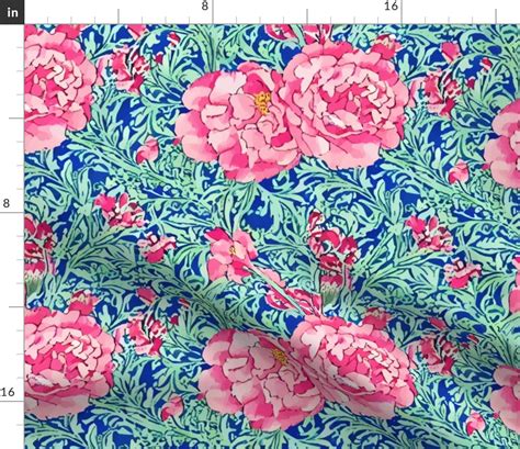 William Morris Inspired Peonies Fabric Spoonflower