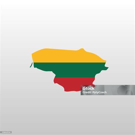 Lithuania National Flag In Country Map Silhouette Stock Illustration