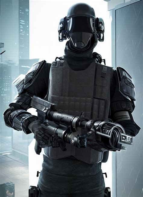 Prompthunt Futuristic Swat Team Full Armor Full Face Mask