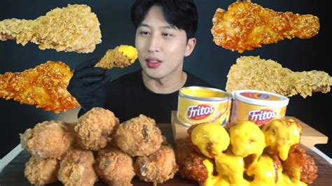 Mukbang Chicken Cheese Sauce Eating Show Youtube