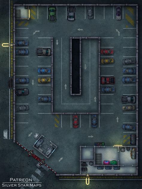 Modern Parking Lot Battlemap, Dnd Map, Modern Maps, Sci Fi Battlemap