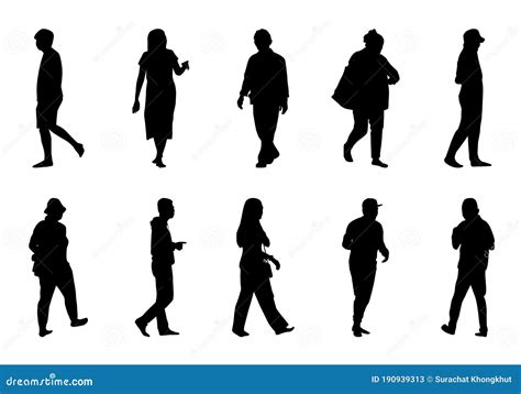 People Silhouette Vector Man And Women Walking Stock Vector