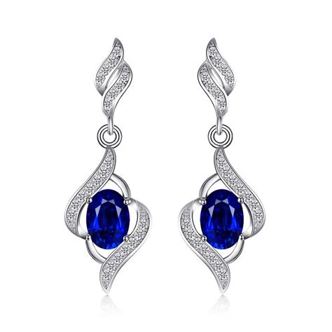 Jewelrypalace Created Blue Sapphire Sterling Silver Dangle Drop