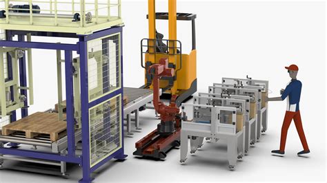 Automatic Cartons Packaging And Palletizing Machine 3d Model Cgtrader