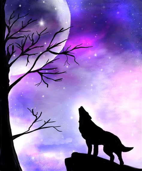 Galaxy painting with wolf | Wolf silhouette, Silhouette painting ...