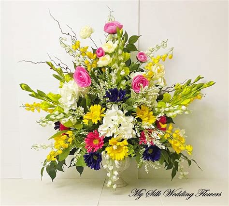 Spring Flower Arrangement Tall Mix Flower Arrangement Silk Flower