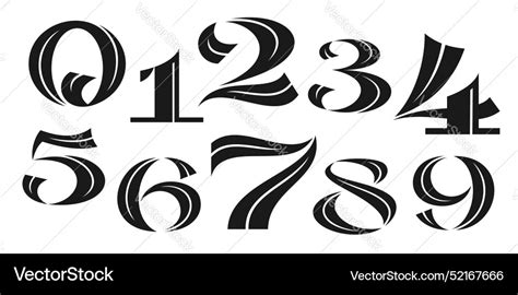 Retro decorative numbers font typography typeface Vector Image