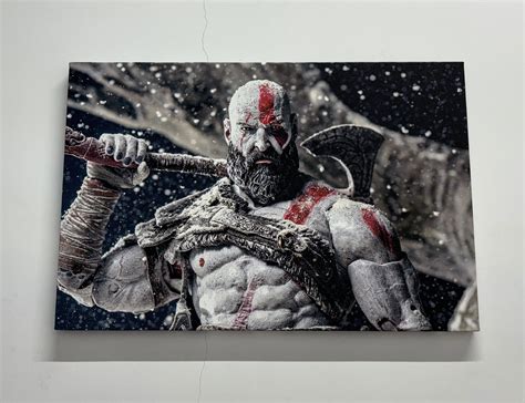 Kratos Wall Art, God of War Art, Loft Art Decor, Snow Wall Art, Canvas ...