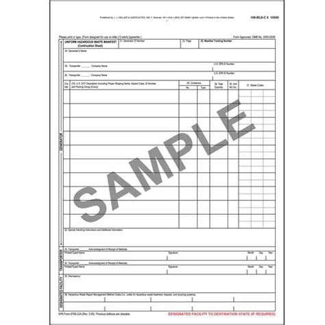 Printable Hazardous Waste Manifest Form