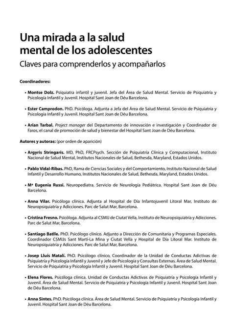 FAROS 12 Una Mirada A La Salud Mental De Los Adolescentes SJD PDF