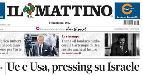 PRIMA PAGINA IL MATTINO OGGI Osi Avanza Zielinski In Castigo