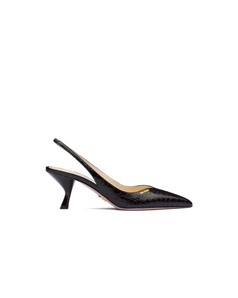 Black Leather Slingbacks Prada