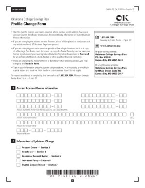 Fillable Online Scholarshare College Savings Plan Profile Change Form